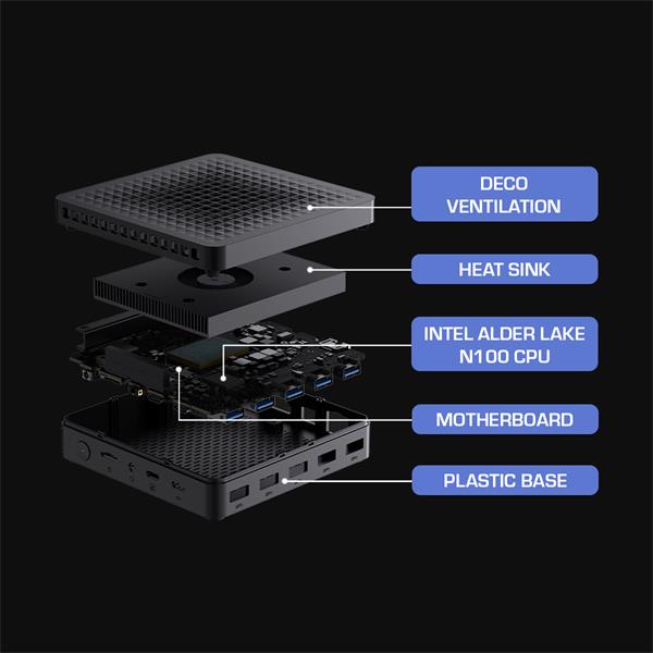 Prestigio solutions Mini PC,INTEL N100, 3,2GHz, 8GB RAM, 256GB SDD M.2,INTEL Gr,WIFI 6, BTTH 5.2, LINUX  