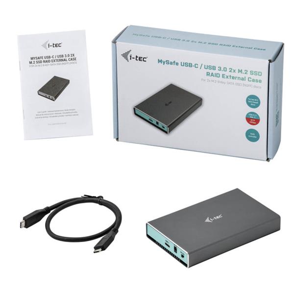 i-tec USB-C/ USB-A 2x M.2 SATA RAID Ext. case 