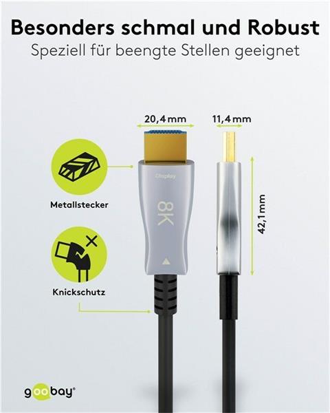 Kábel HDMI M/M 10m, Ultra High Speed+Eth, 8K@60Hz, HDMI 2.1, čierny, jednosmerný, aktívny, optický 