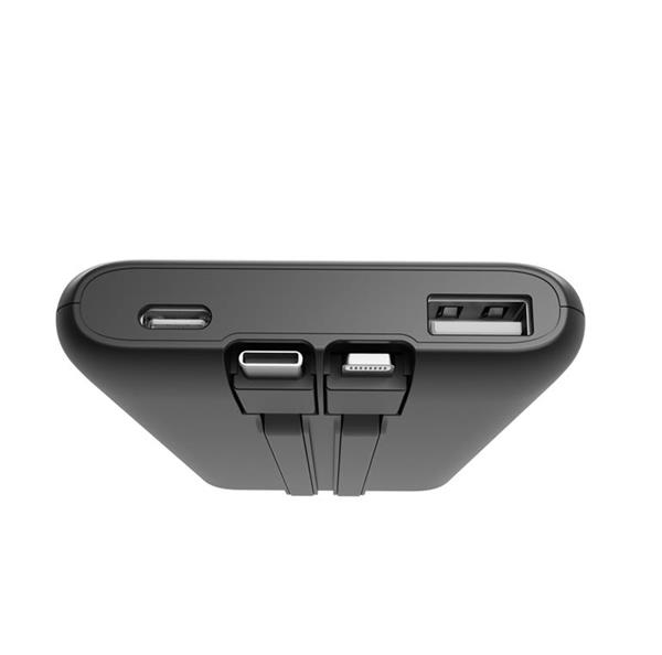 Gembird Powerbank 10000 mAh, 20 W Fast charging, in: USB-C, out: USB-C/USB-A, integr. káble USB-C/Lightning, čierna 