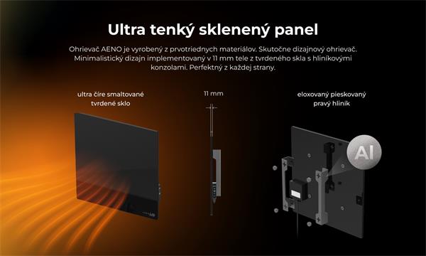 AENO AGH13S Premium QUADRO Smart Ohrievač, LIMITOVANÁ EDÍCIA, farba antický mramor, LED, WI-FI, max 500W, 50x50cm, Infra 