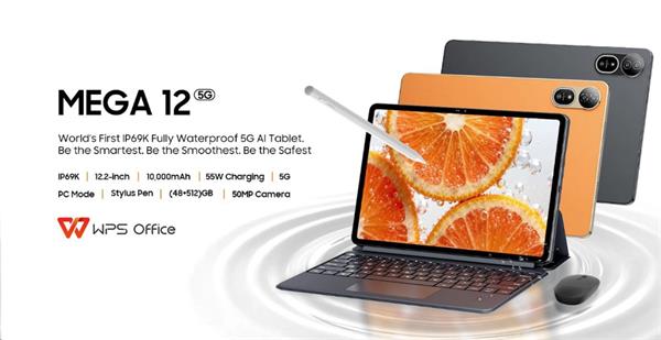 Blackview MEGA 12 SET 5G 12.2" FHD 2400x1600 120Hz 12GB+256GB MT Dimensity 7200 Octa-core 2.8GHz, IP68, vesmírne sivý 