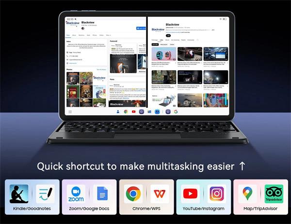 Blackview MEGA 2 12" FHD 1200x2000 60Hz 6GB+256GB Unisoc T615 Octa-core 1.6GHz Cam 8MP/16MP 9000mAh Android 15, sivý 