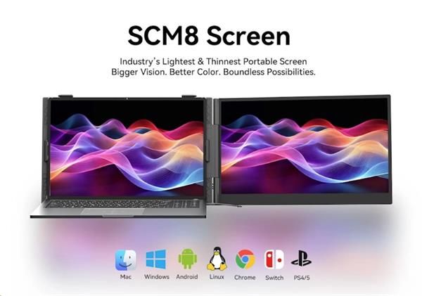 Prenosný monitor Blackview SCM8 Single Screen 15.3", 1920x1200 16:9 LCD 60Hz IPS 178 USB-C 3.1x3, sivo čierny 