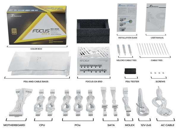 SEASONIC FOCUS GX WHITE 850W ATX3.1 80PLUS Gold modular 