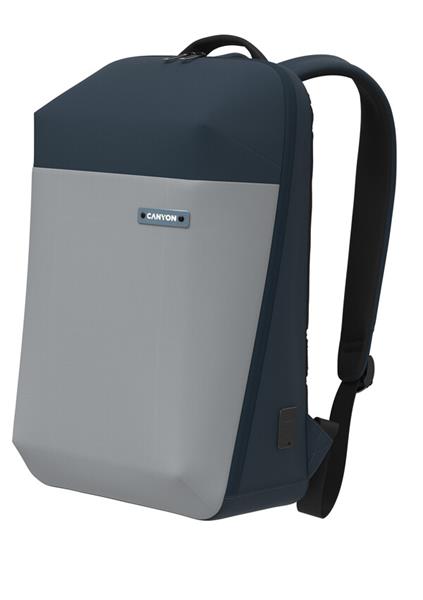 Canyon OnPack UR01, batoh na notebook do 15,6", vodeodolný, USB-A nabíjací port, z recyklovaných materiálov, modrý 