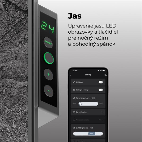 AENO AGH6S Premium Eco Smart Ohrievač, LIMITOVANÁ EDÍCIA, farba antický mramor, LED, WI-FI, max 700W, Infra 