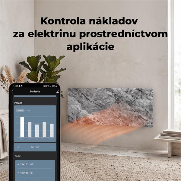 AENO AGH6S Premium Eco Smart Ohrievač, LIMITOVANÁ EDÍCIA, farba antický mramor, LED, WI-FI, max 700W, Infra 