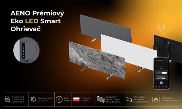 AENO AGH6S Premium Eco Smart Ohrievač, LIMITOVANÁ EDÍCIA, farba antický mramor, LED, WI-FI, max 700W, Infra 