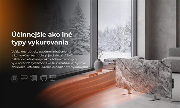 AENO AGH6S Premium Eco Smart Ohrievač, LIMITOVANÁ EDÍCIA, farba antický mramor, LED, WI-FI, max 700W, Infra 
