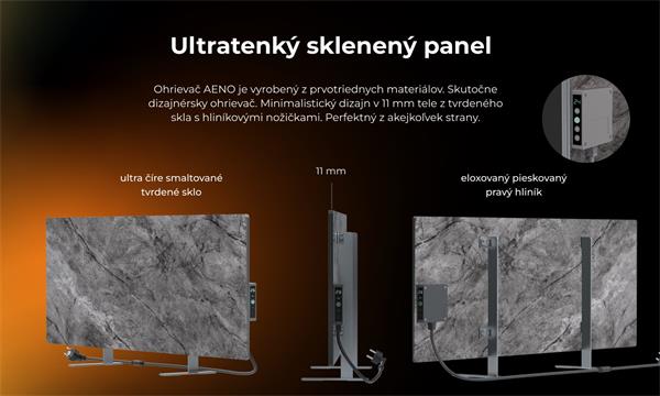 AENO AGH6S Premium Eco Smart Ohrievač, LIMITOVANÁ EDÍCIA, farba antický mramor, LED, WI-FI, max 700W, Infra 