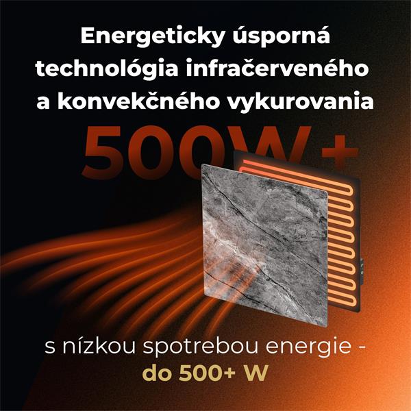 AENO AGH13S Premium QUADRO Smart Ohrievač, LIMITOVANÁ EDÍCIA, farba antický mramor, LED, WI-FI, max 500W, 50x50cm, Infra 