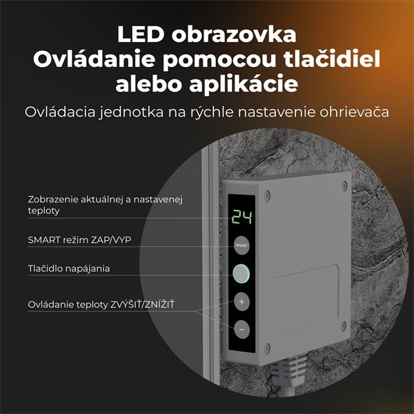 AENO AGH13S Premium QUADRO Smart Ohrievač, LIMITOVANÁ EDÍCIA, farba antický mramor, LED, WI-FI, max 500W, 50x50cm, Infra 