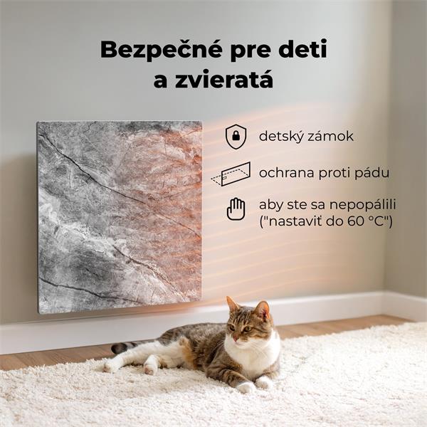 AENO AGH13S Premium QUADRO Smart Ohrievač, LIMITOVANÁ EDÍCIA, farba antický mramor, LED, WI-FI, max 500W, 50x50cm, Infra 