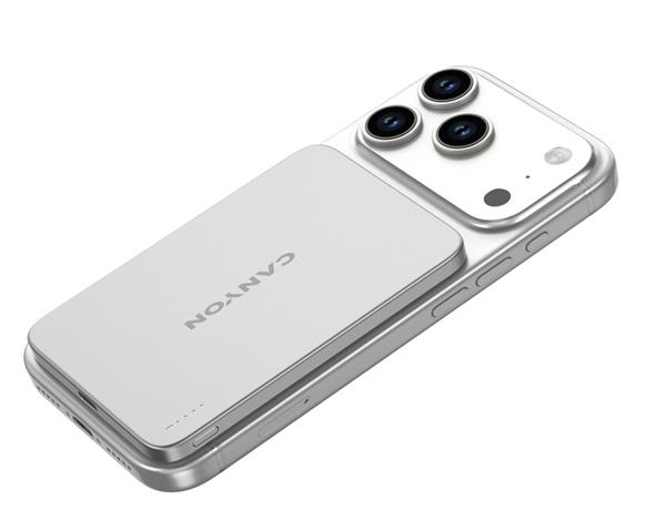 Canyon OnCharge 503, Powerbank, 3 000 mAh,in: USB-C 10W,out: USB-C 10W+Wireless 7.5W, ultratenká, hliníková, strieborná 