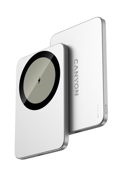 Canyon OnCharge 503, Powerbank, 3 000 mAh,in: USB-C 10W,out: USB-C 10W+Wireless 7.5W, ultratenká, hliníková, strieborná 