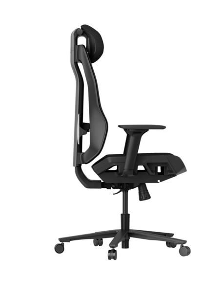 Lorgar PRO CHA51 ergonomická herná stolička, 4D podrúčky, bedrová opora, nastaviteľná opierka hlavy, čierno biela 