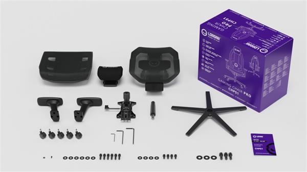 Lorgar PRO CHA51 ergonomická herná stolička, 4D podrúčky, bedrová opora, nastaviteľná opierka hlavy, čierno biela 
