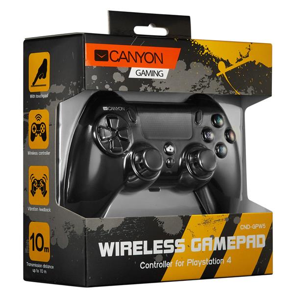 Canyon GP-W5, Gamepad pre PS4, bezdrôtový, touchpad, vibrácie, gumový poťah, 