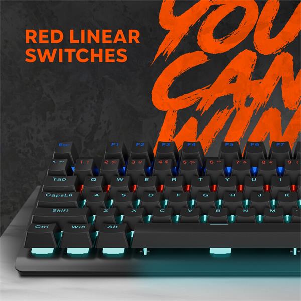 Canyon Striker SKB-2, mechanická herná klávesnica, 87 klávesov, Red Switch, Anti-Ghosting, Rainbow podsvietenie, USB 