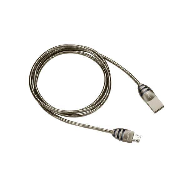 Canyon UM-5, 1m kábel micro-USB / USB 2.0, 5V/2A, priemer 3,5mm, metalicky opletený, tmavo-šedý 
