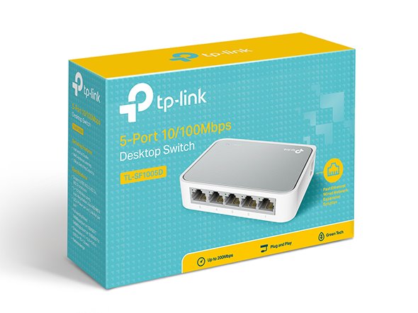 TP-LINK TL-SF1005D 5-Port 10/100M mini Desktop Switch, 5 10/100M RJ45 Ports, Desktop Plastic Case 