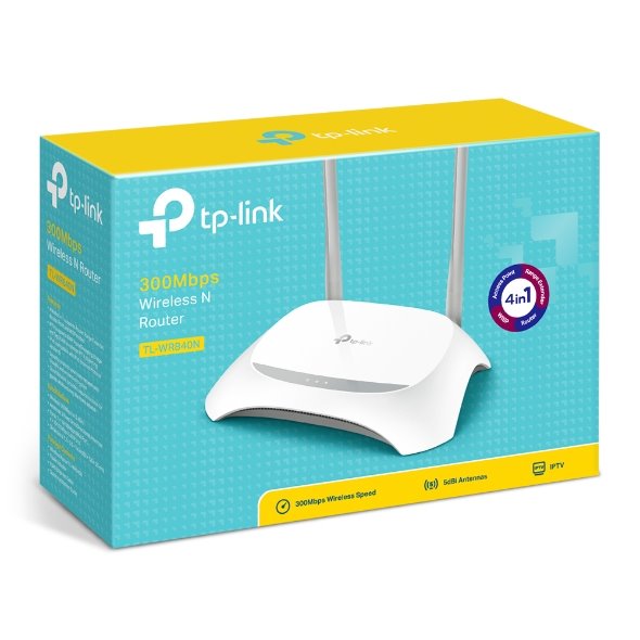 TP-LINK TL-WR840Nv6,2 N300 Wi-Fi Router,  300Mbps at 2.4GHz,  5 10/100M Ports,  2  antennas 