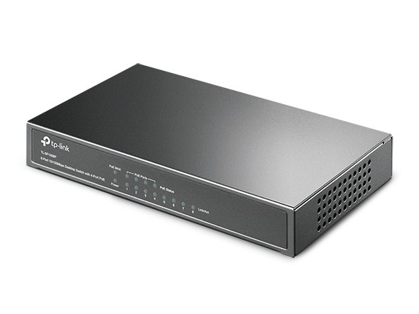 8-Port 10/100 Mbps Desktop Switch with 4-Port PoE+ PORT: 4× 10/100 Mbps PoE+ Ports, 4× 10/100 Mbps Non-PoE Ports SPEC: 8 