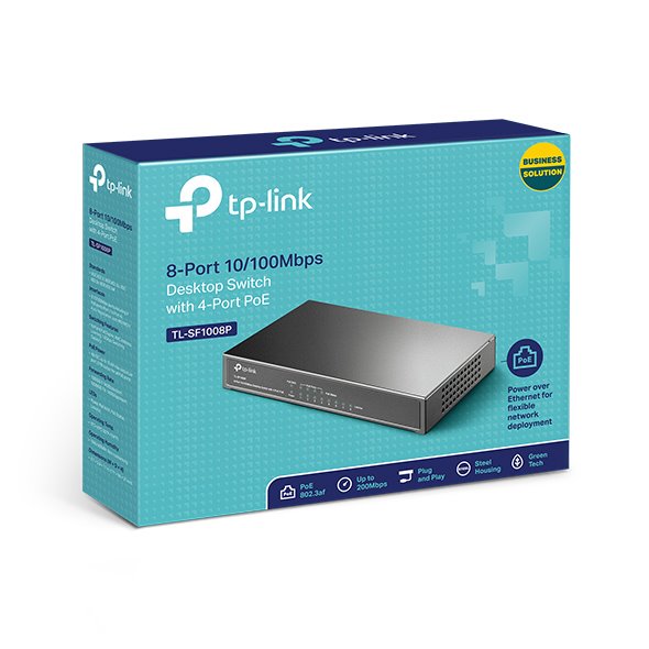 8-Port 10/100 Mbps Desktop Switch with 4-Port PoE+ PORT: 4× 10/100 Mbps PoE+ Ports, 4× 10/100 Mbps Non-PoE Ports SPEC: 8 