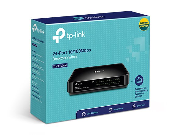TP-LINK TL-SF1024M 24-Port 10/100M Desktop Switch, 24 10/100M RJ45 Ports, Desktop Plastic Case 