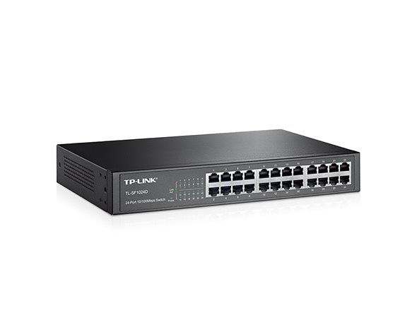24-Port 10/100 Mbps Switch PORT: 24× 10/100 Mbps RJ45 Ports SPEC: 1U 13-inch Rack-mountable Steel Case FEATURE: Plug and 