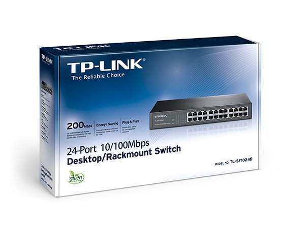 24-Port 10/100 Mbps Switch PORT: 24× 10/100 Mbps RJ45 Ports SPEC: 1U 13-inch Rack-mountable Steel Case FEATURE: Plug and 