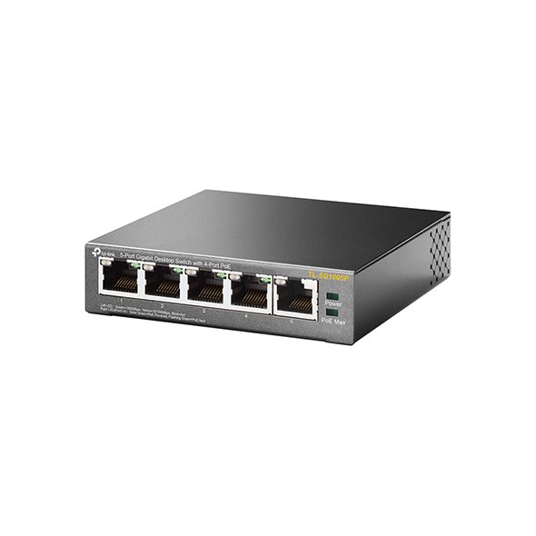 TP-LINK TL-SG1005P 5-Port Gigabit Desktop PoE Switch, 5 Gigabit RJ45 Ports including 4 PoE ports 