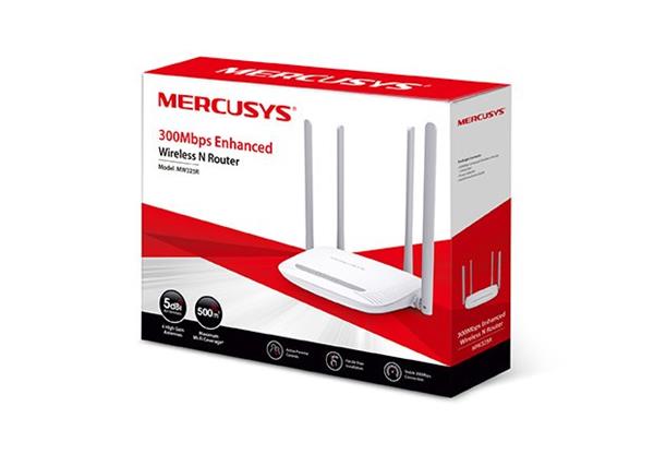 MERCUSYS MW325R 300Mbps Wireless N Router, Qualcomm, 2T2R, 2.4GHz, 802.11b/g/n,1 10/100M WAN+4 10/100M LAN, 4 fix.ant. 