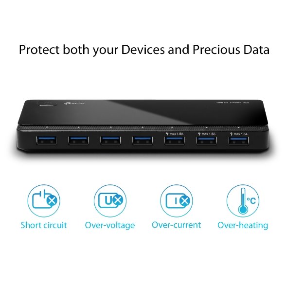 TP-LINK UH700 USB 3.0 7-Port Hub,Modern design that keeps everything simple and elegant 