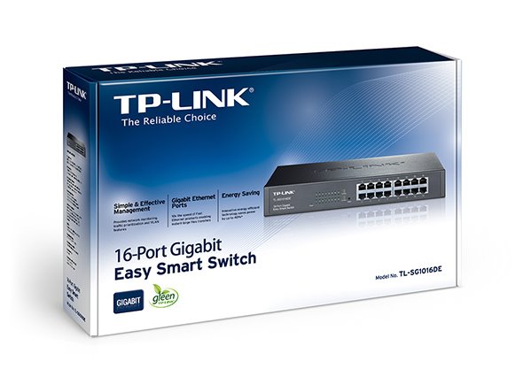 TP-LINK TL-SG1016DE 16-Port Gigabit Easy Smart Switch, 16 Gigabit RJ45 Ports, 1U 13-inch Rack-mountable Steel Case 