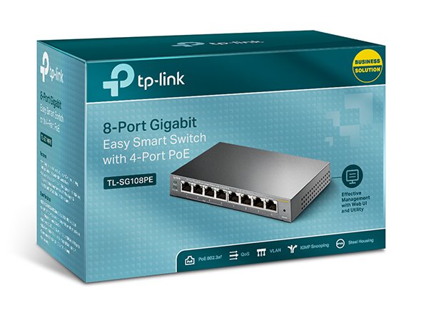 TP-LINK TL-SG108PE 8-Port Gigabit PoE Easy Smart Switch, 8 Gigabit RJ45 Ports including 4 PoE Ports 