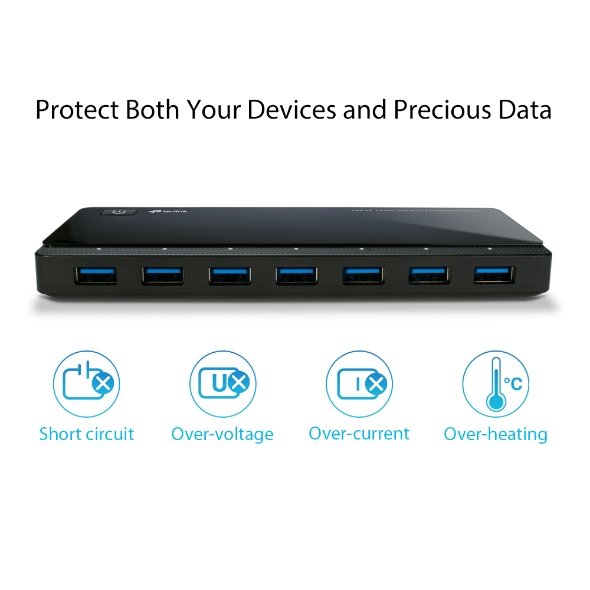 TP-LINK UH720 USB 3.0 7-Port Hub with 2 Charging Ports,Modern design that keeps everything simple and elegant 