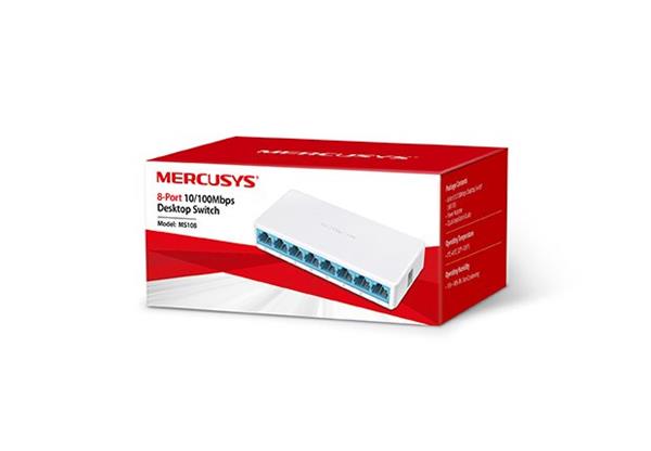 MERCUSYS MS108v2 8-port 10/100M mini Desktop Switch, 8 10/100M RJ45 ports, Plastic case 