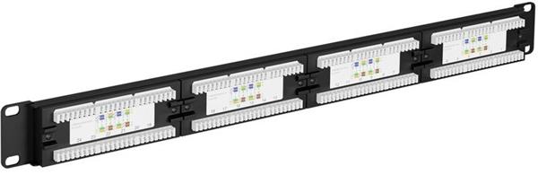 Patch panel 24port Cat6, UTP, blok 110, 1U, čierny 