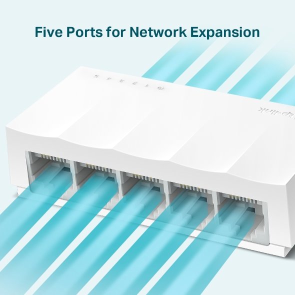 TP-LINK LS1005 LiteWave 5-Port 10/100M Desktop Switch, 5 10/100M RJ45 Ports, Desktop Plastic Case 