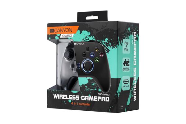 Canyon GP-W3, Gamepad 4v1 pre PC, Android, PS3, Nintendo Switch, bezdrôtový, motion senzor, USB-C nabíjací kábel 