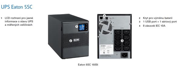 EATON UPS 1/1fáza, 750VA -  5SC 750i, 6x IEC, USB, Line-interactive, Tower 