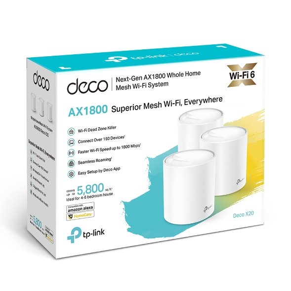 TP-LINK "AX1800 Whole Home Mesh Wi-Fi 6 UnitSPEED: 574 Mbps at 2.4 GHz + 1201 Mbps at 5 GHzSPEC: 4× Internal Antennas, 