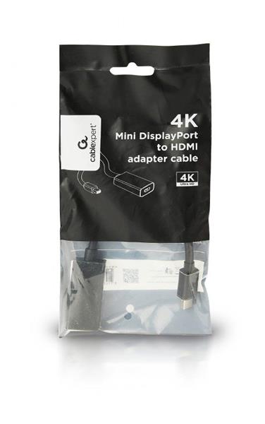 Gembird adaptér Mini DisplayPort (M) na HDMI (F), 4K, 0.15 m kábel, čierny 