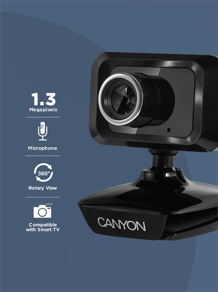 Canyon CNE-CWC1 webkamera, 0.3 Mpx CMOS 1/6´´, USB, mikrofón, 360° rozsah 