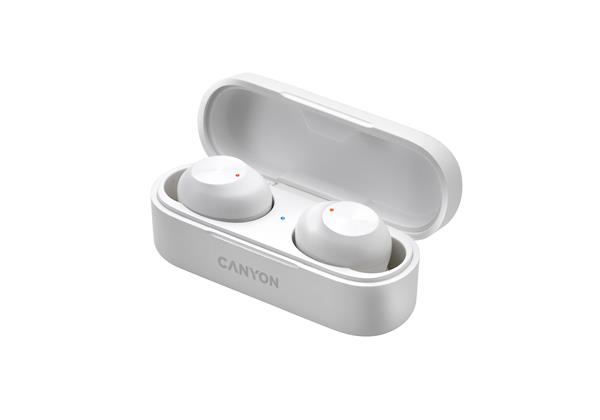 Canyon TWS-1, True Wireless Bluetooth slúchadlá do uší, nabíjacia stanica v kazete, biele 