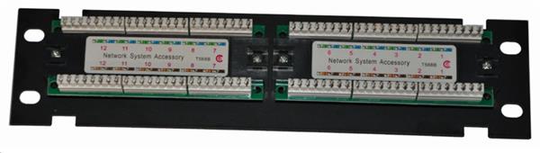 CNS 10" patch panel 12port Cat6, UTP, blok 110, 1U, černy 