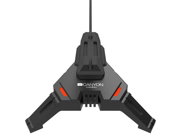 Canyon WH-100, 2v1, bungee stabilizátor kábla hernej myši + USB hub, čierny 