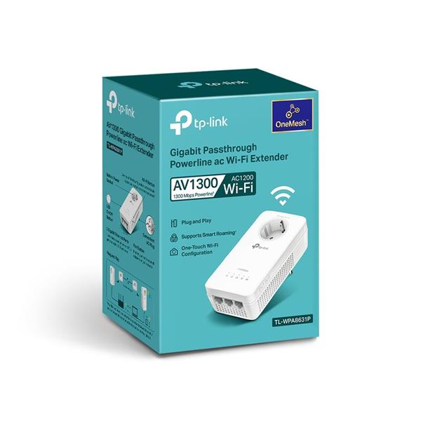 TP-LINK "AV1300 Gigabit Passthrough Powerline AC1200 Wi-Fi ExtenderSPEED: 300 Mbps at 2.4 GHz + 867 Mbps at 5 GHz, 1300 